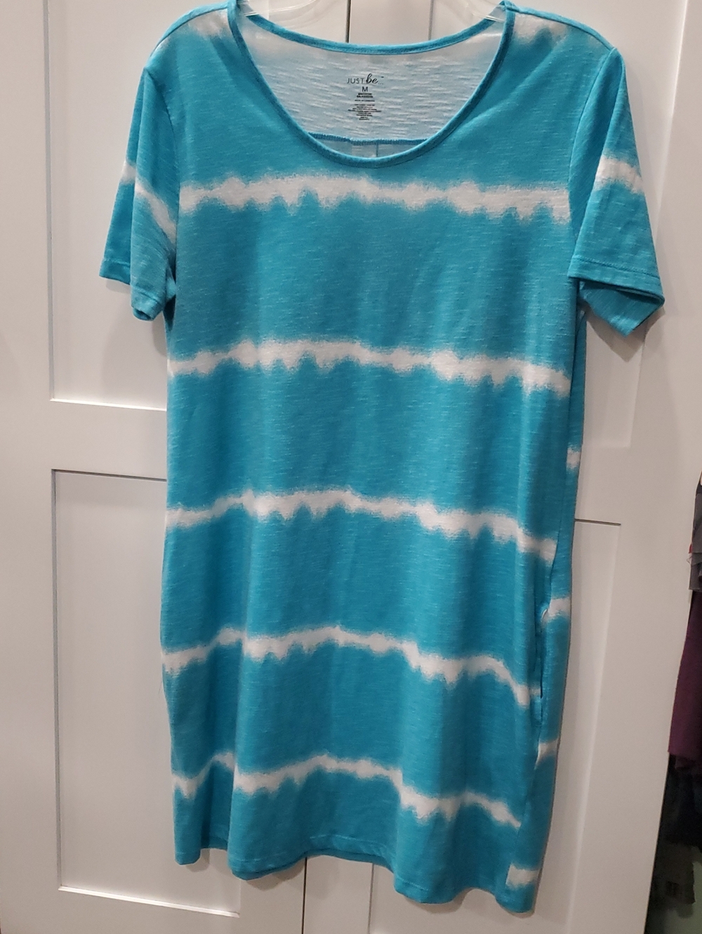 just be Aqua and White Tie-Dye Mini Dress